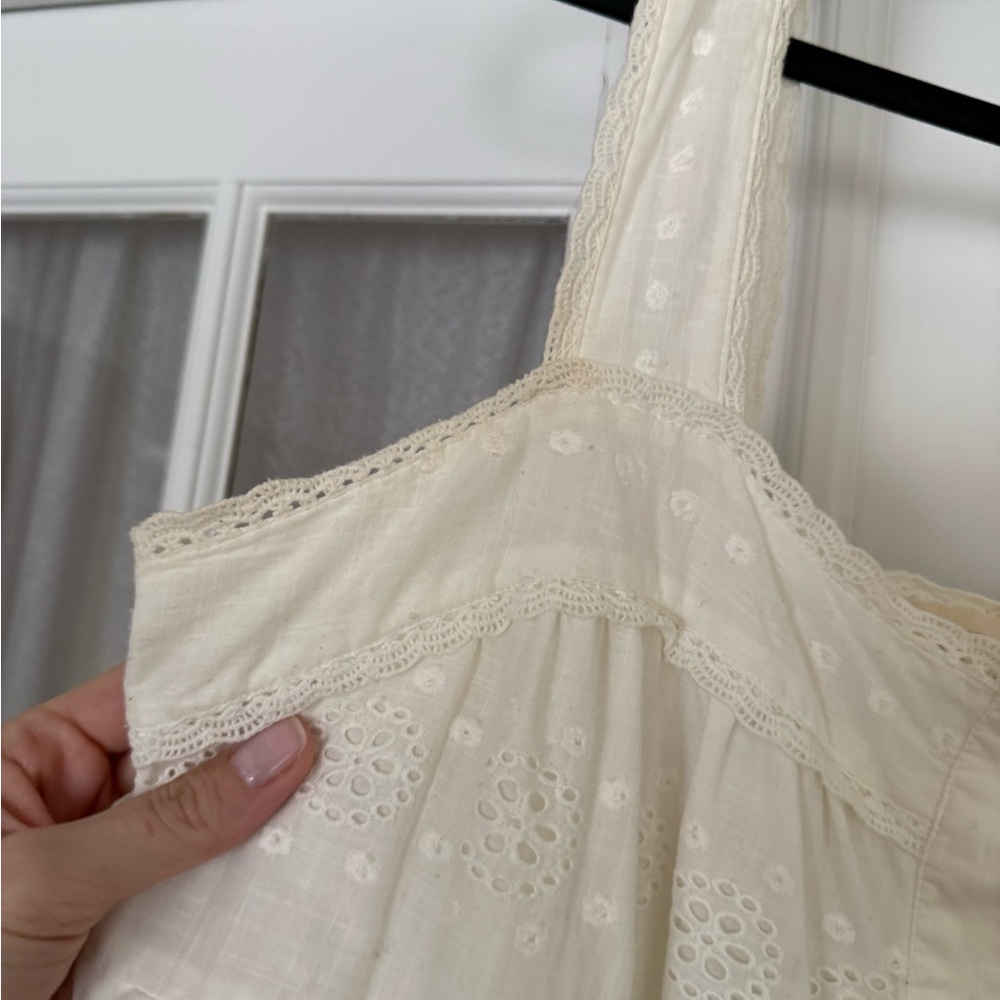 Sezane White 100% Cotton Eyelet Button-Front Sundress - Picture 6 of 10